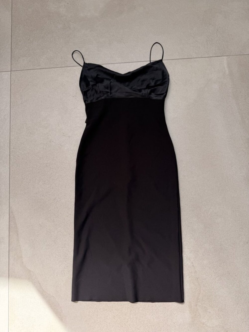 Bec + Bridge Black Satin-Bodice Bow-Back Midi Dress AU 10